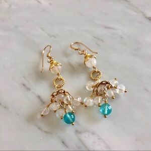 New Genuine Natural Untreated Moonstone Apatite Gold Filled Earrings